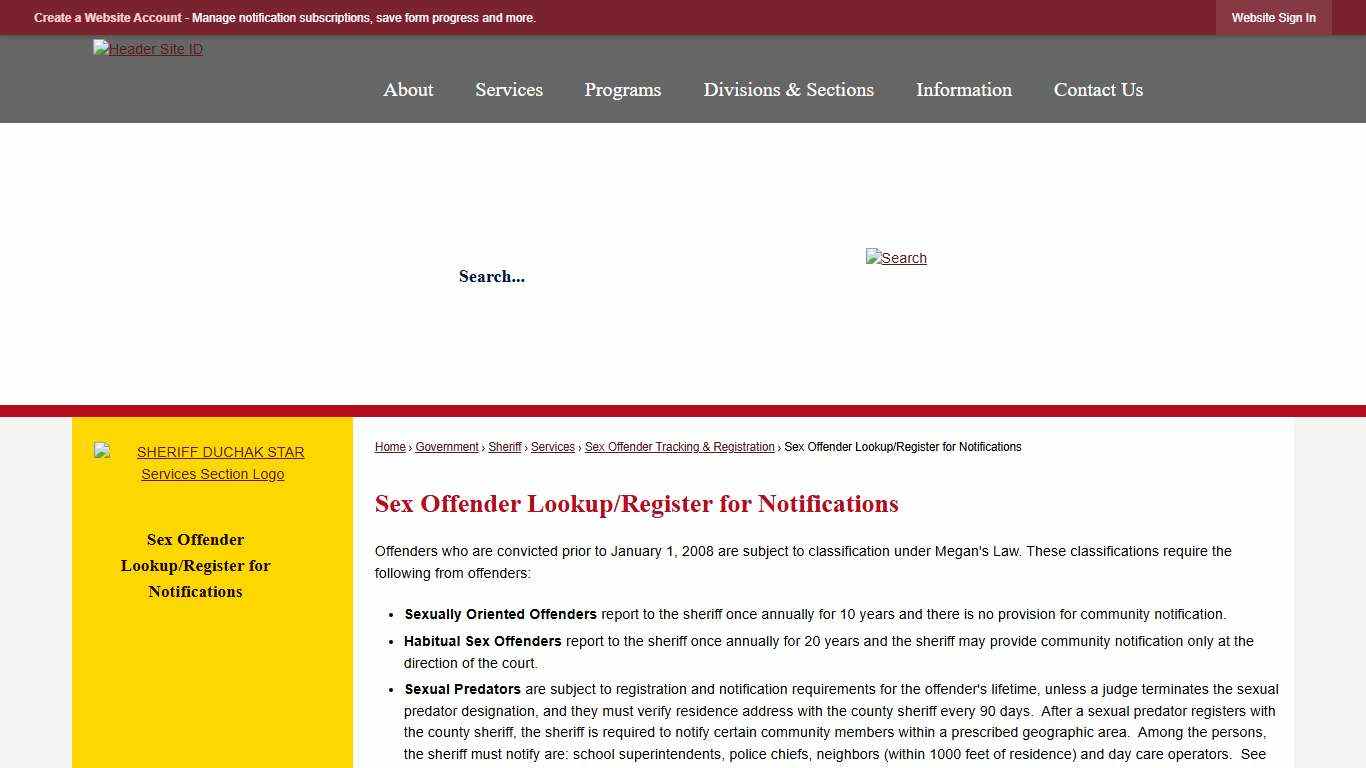 Sex Offender Lookup/Register for Notifications | Miami County, OH - Official Website