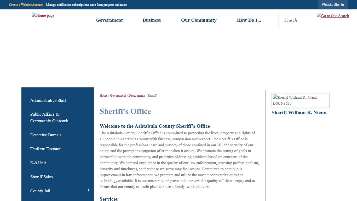 Sheriff's Office | Ashtabula County, OH - Official Website